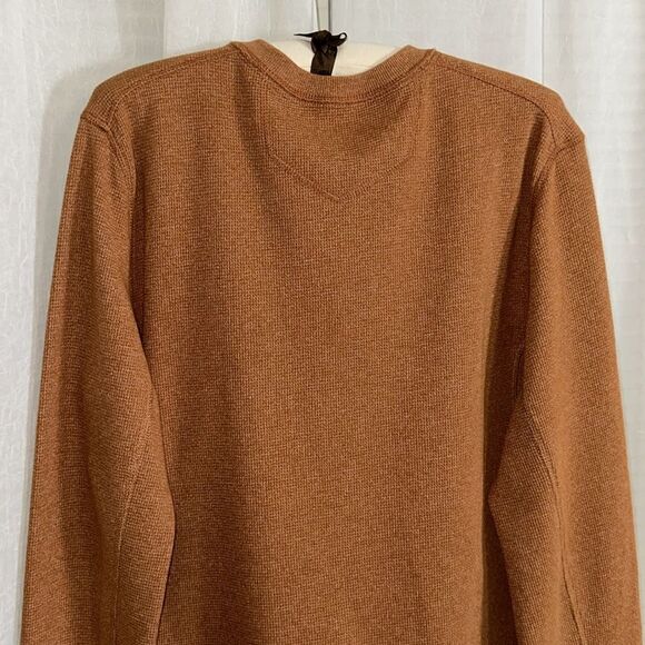 Eddie Bauer M Sienna Ginger Brown Waffle Knit Thermal Henley - Picture 6 of 11